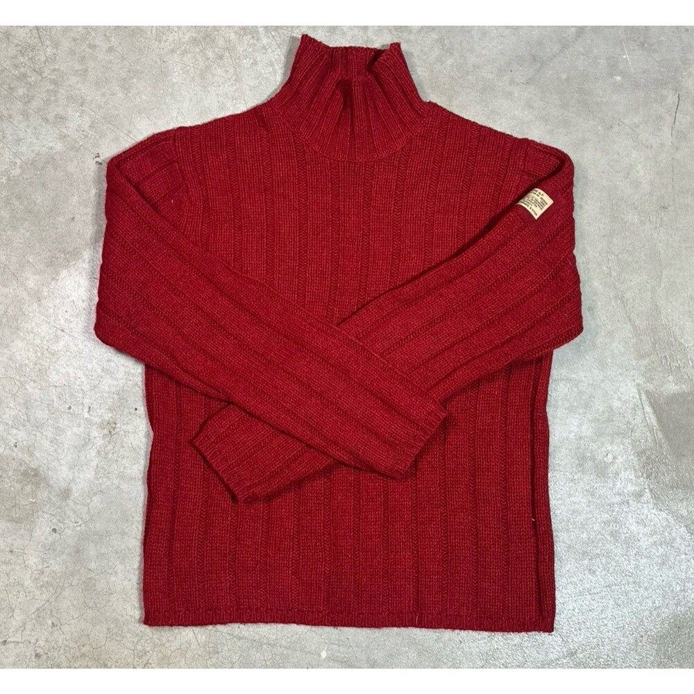 Vtg Abercrombie & Fitch Mens Medium Mock Turtleneck Wool Blend Sweater Red 90s